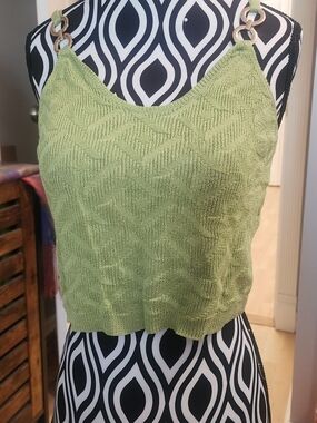 Sleeveless Knit Tank Top - Light Green